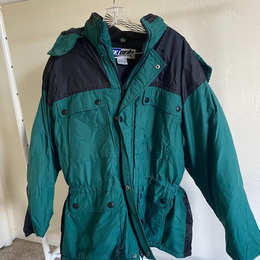 Ski Gear 80s/90s Retro Blue/ Black Ski Jacket Cinched Waist